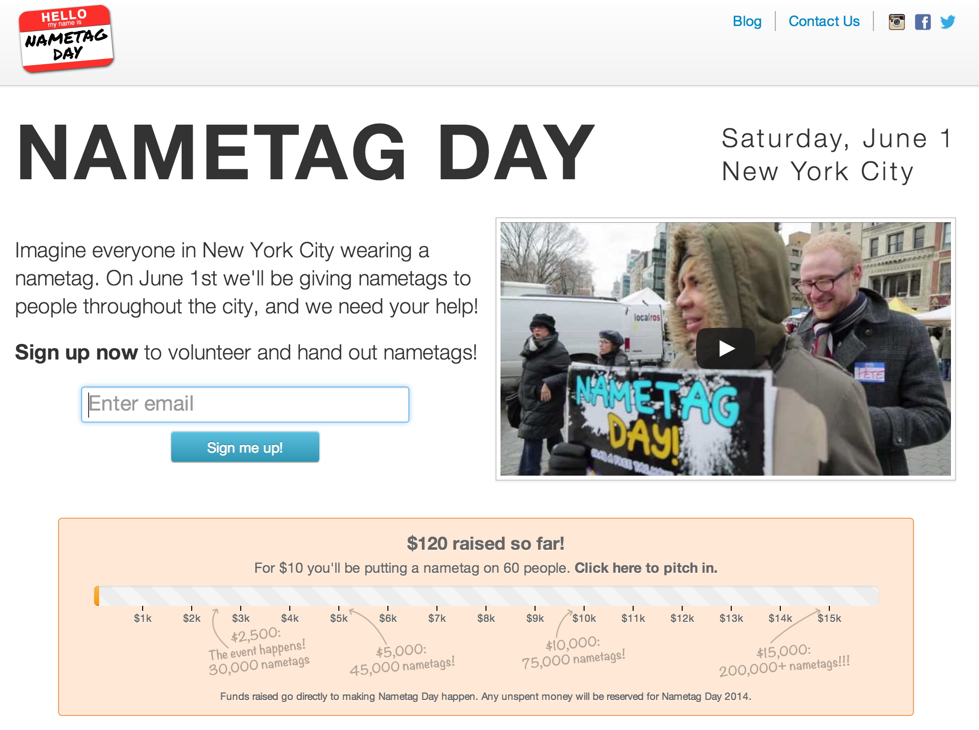 Nametag Day website launches with crowdfunding campaign! Awesome foundation sponsors Nametag Day!